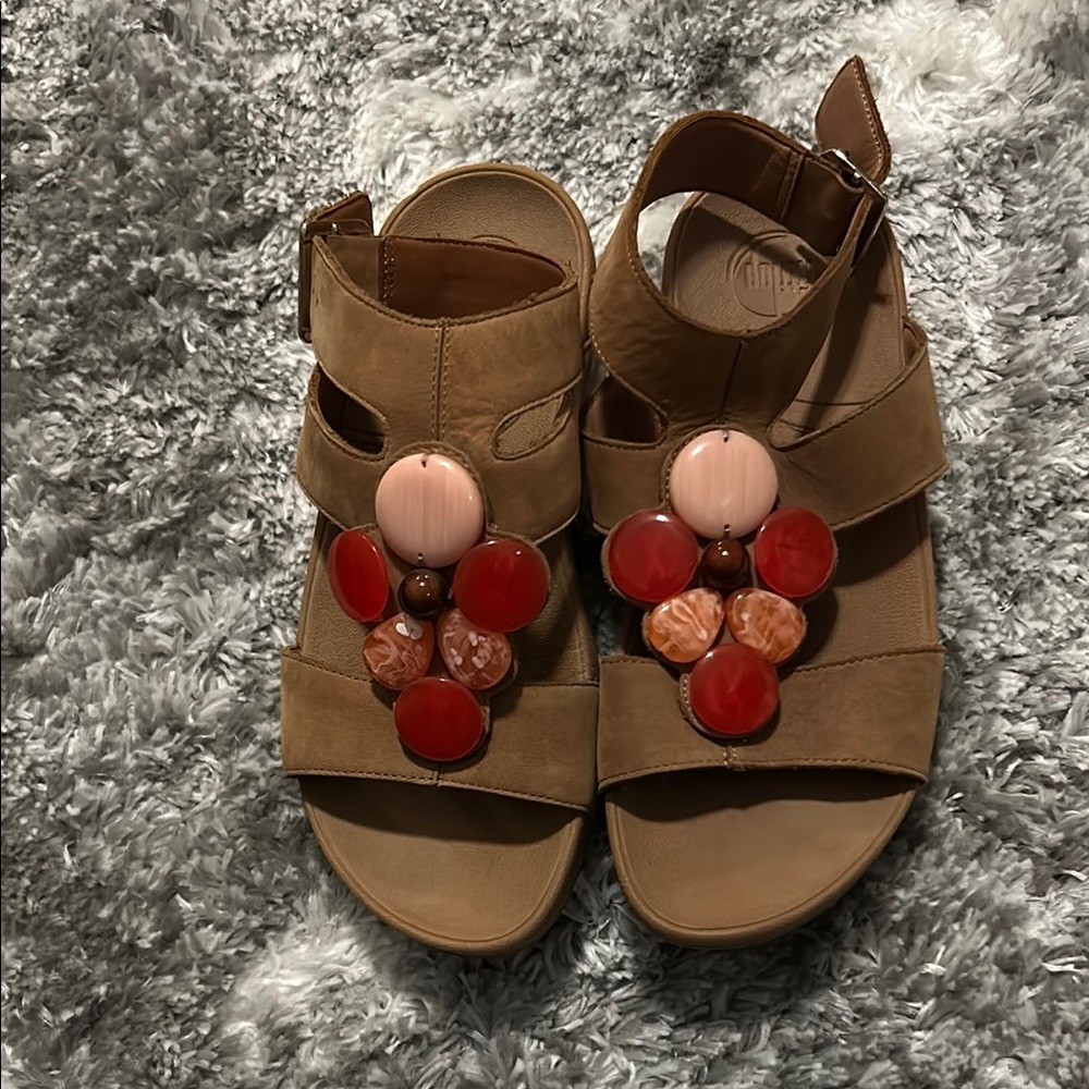 Brown Sandals with Red Accents